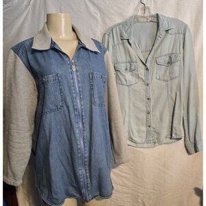 Gloria Vanderbilt Denim Jacket + Soft Shirt By Chelsea Violet Bundle Lot Size M
